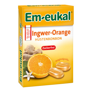 Em-eukal Ingwer-Orange Bonbons Box zuckerfrei
