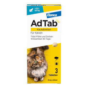 AdTab Kautabletten für Katzen über 2 bis 8 kg