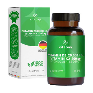 Vitabay Vitamin D3 20.000 IE + K2 Depot-Tabletten