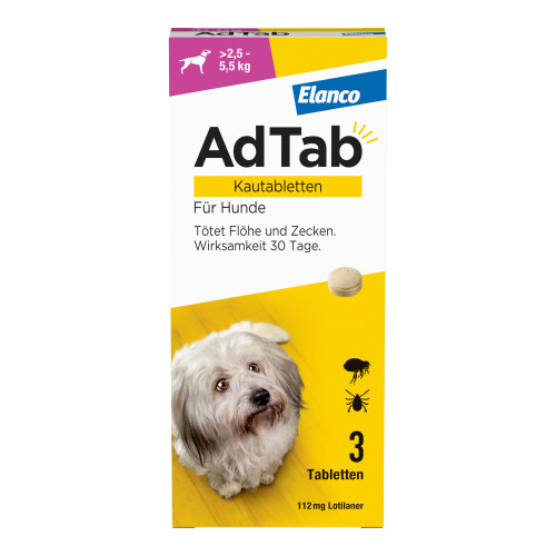 AdTab Kautabletten für Hunde über 2,5 bis 5,5 kg