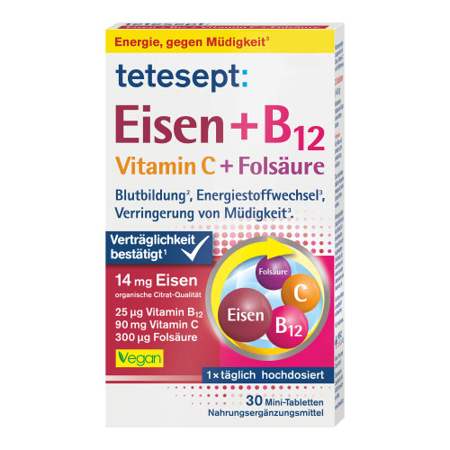 Tetesept Eisen+B12 Vitamin C+Folsäure Filmtabletten