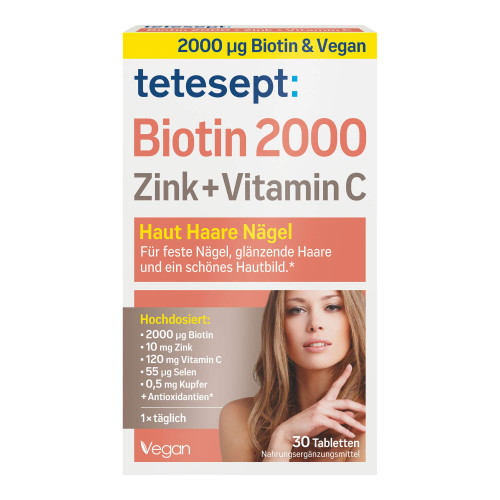 Tetesept Biotin 2000 + Zink + Vitamin C Filmtabletten