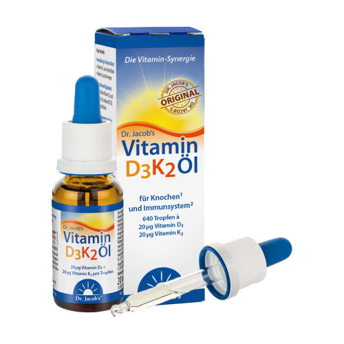 Dr. Jacob's Vitamin D3K2 Öl 800 IE/20 mcg D3+K2 640 Tropfen